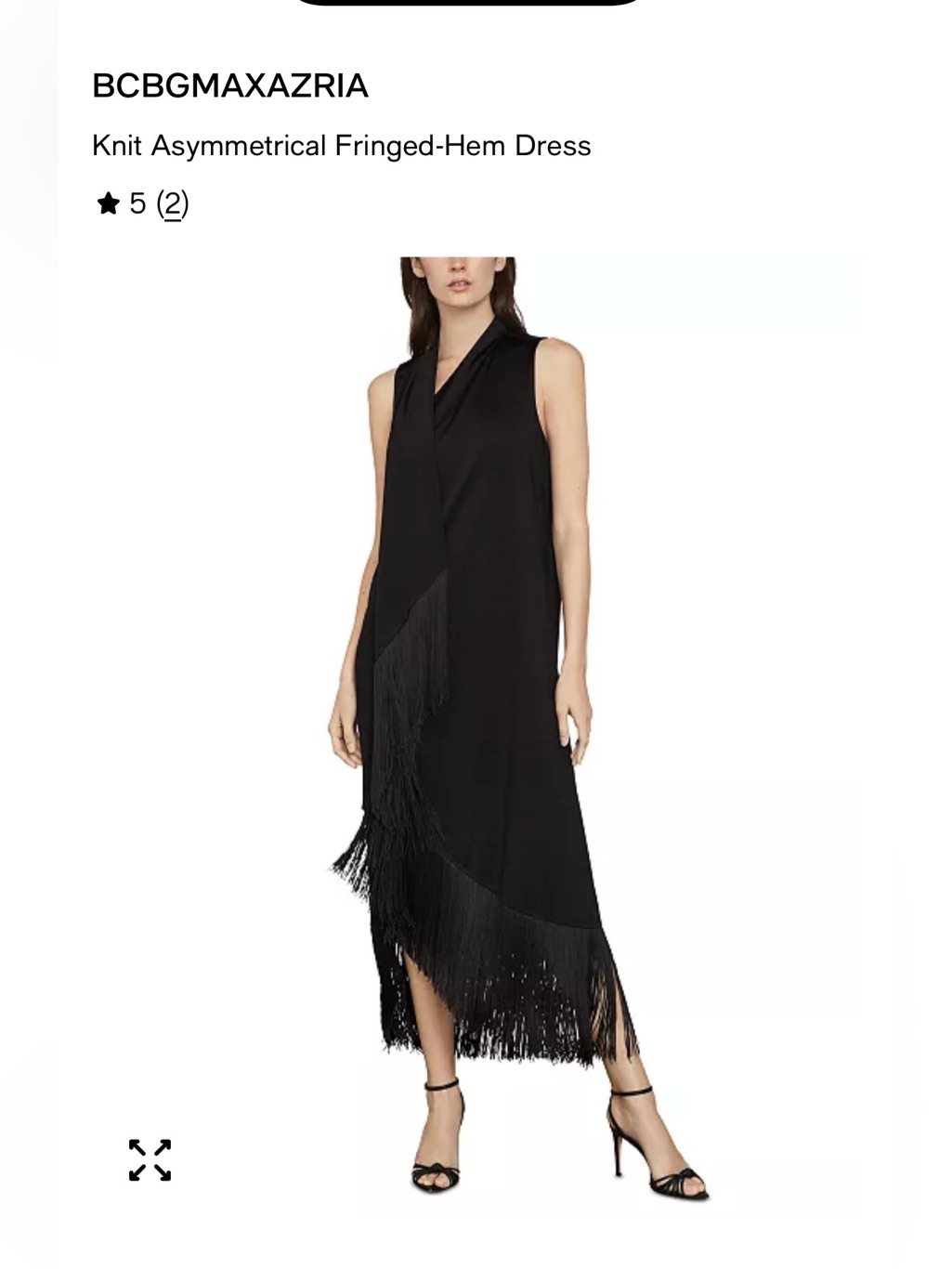 Bcbgmaxazria Black Knit Asymmetrical Fringed-Hem Dress